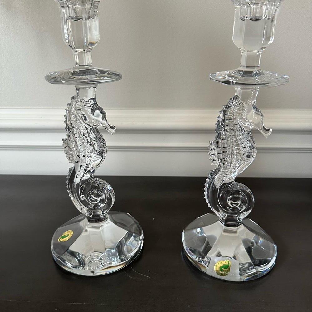 Waterford Crystal Clear Seahorse Candle Holders